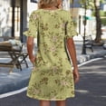thumbnail image 5 of Summer Floral Dresses for Women 2026 Wrap V Neck Dress Fashion Casual Going Out A-Line Ruffle Short Sleeve Sundress, 5 of 5