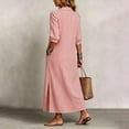 thumbnail image 4 of Guieoi Summer Dresses for Women Plus Size Collared Mid-Sleeve Side-Slit Striped Dress with Pockets Pink XL, 4 of 6