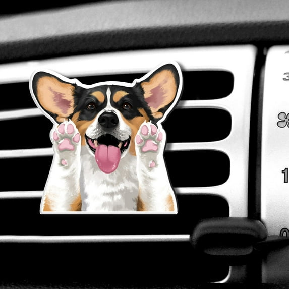 WIRESTER Car Air Freshener Fragrance Vent Clip Interior Decoration for Cars with Lemon Scented Pad - Black Tan Pembroke Welsh Corgi Dog