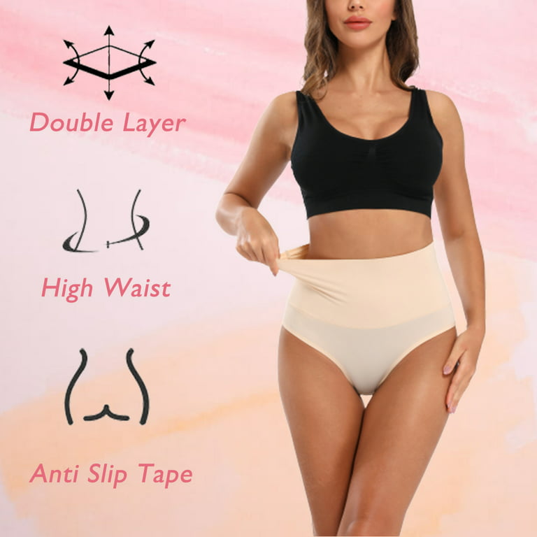 Joyshaper Women Tummy Control Shapewear High Waist Thong Underwear Slimming  Body Shaper Panty Beige XL