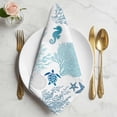 thumbnail image 2 of Blue Coastal Coral Cloth Napkins, Summer Ocean Sea Turtle Seahorse Washable and Reusable Dinner Napkins Set of 6, Table Napkin for Kitchen Party Birthday Wedding Hotel Housewarming 20"x20", 2 of 9