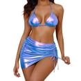thumbnail image 1 of Womens Swimsuits Solid Color Glitter Fabric Backless Separates Bikini Purple Womens Bathing Suits L, 1 of 9