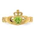 thumbnail image 2 of Finest Gold 14K Yellow Gold CZ August Birthstone Claddagh Heart Ring - Size 7, 2 of 5