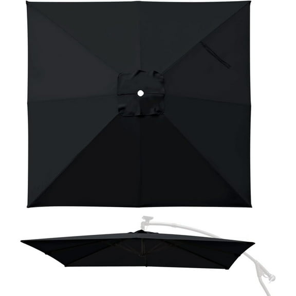 Unbranded 8.2' x 8.2' 8 Rib Black Square Patio Umbrella Canopies, Canopy Replacement Only