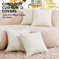 thumbnail image 2 of Deconovo Corduroy Fundas de cojines Juego de 4 – Machine Washable Home Decor for Sofa, Dormitorio | Cream, 12x20 Inch, 2 of 7