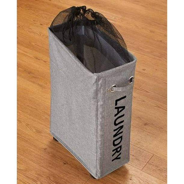 Bigbolo Rolling Single Laundry Hampers, Gray