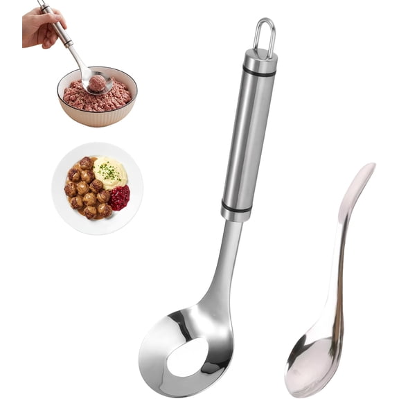 Meatball Maker Spoon, 304 Stainless Steel with Auxiliary Spoon (1 Set)