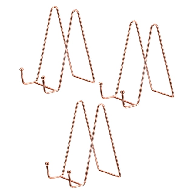Unique Bargains 3Pack 6Inch Plate Stand for Display Iron Easel Plate Holder for Photo Rose Gold