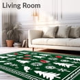 thumbnail image 2 of ODIKA 3'x5' Machine Washable Non-Slip Area Rug, Nordic Pine Forest with Cardinal and Winter Starburst Design High Traffic Rug, Green, 651486, 2 of 7