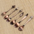 thumbnail image 3 of 6pcs Vintage European Tableware Coffee Spoon Set Royal Spoon Fork Set Dessert Forks for Sweet Snacks (Red Bronze), 3 of 8