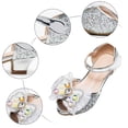 thumbnail image 6 of Gubotare Girls Dress Shoes Sandal Girls Low Heeled Dress Shoes Bows Low Heel Princess Flower Wedding Party for Toddler Girls (Silver,Big Kids 3), 6 of 6