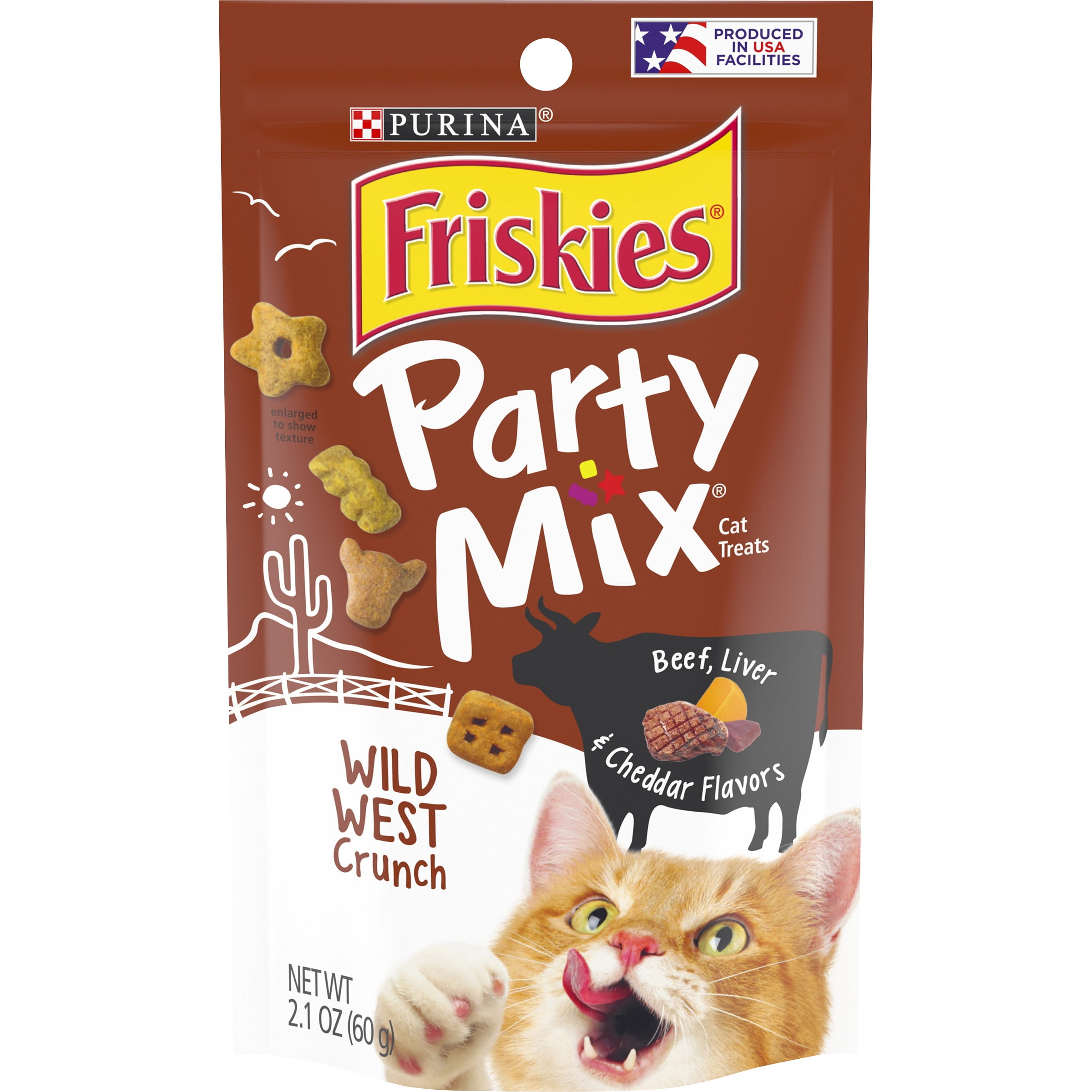 Purina Friskies Party Mix Beef Liver & Cheddar Flavors Treats for Cats, 2.1 oz Pouch