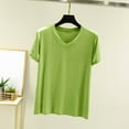 thumbnail image 2 of Akafmk Pajama Tops for Women,Soft Sleepwear Shirts,Short Sleeve Tops Solid Color Loose Fitting V-neck Casual Blouses Tunic Tops, 2 of 4