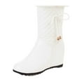 thumbnail image 2 of HUPOM Fall Boots For Women 2023 Wedges High Heel Rubber Slip-On Boots For Women Knee High White 40(US:7.5), 2 of 9