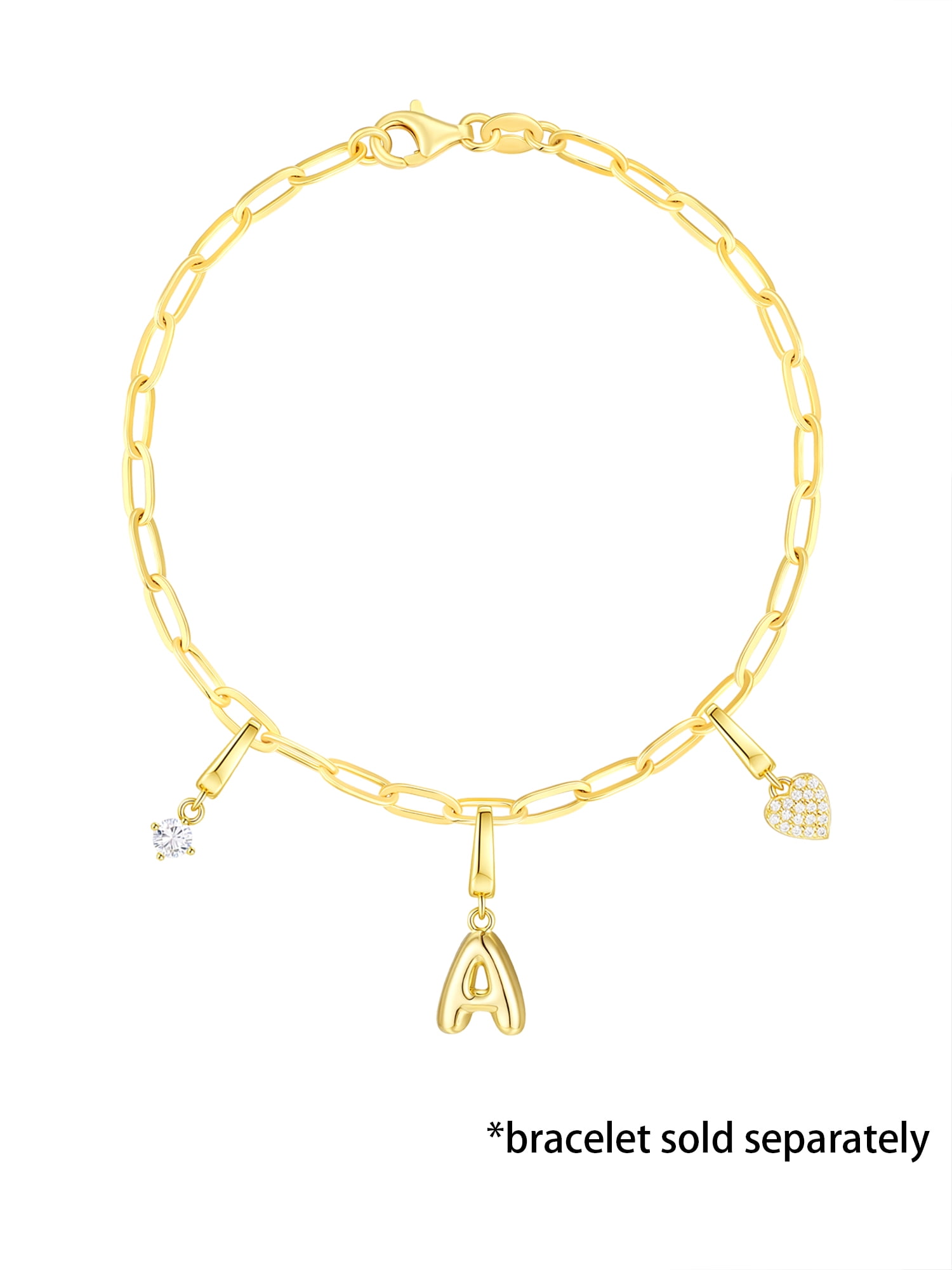 Brilliance Fine Jewelry Simulated Diamond Initial A Charm Set in 14KT Gold Plated Sterling Silver