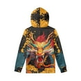 thumbnail image 2 of Xoenoiee Boys Hoodies Grunge Japanese Dragon Print Hooded Sweatshirt for Kids Long Sleeve Tops with Front Kangaroo Pocket Pullover Sportwear for Age 6-16 Years, M, 2 of 7