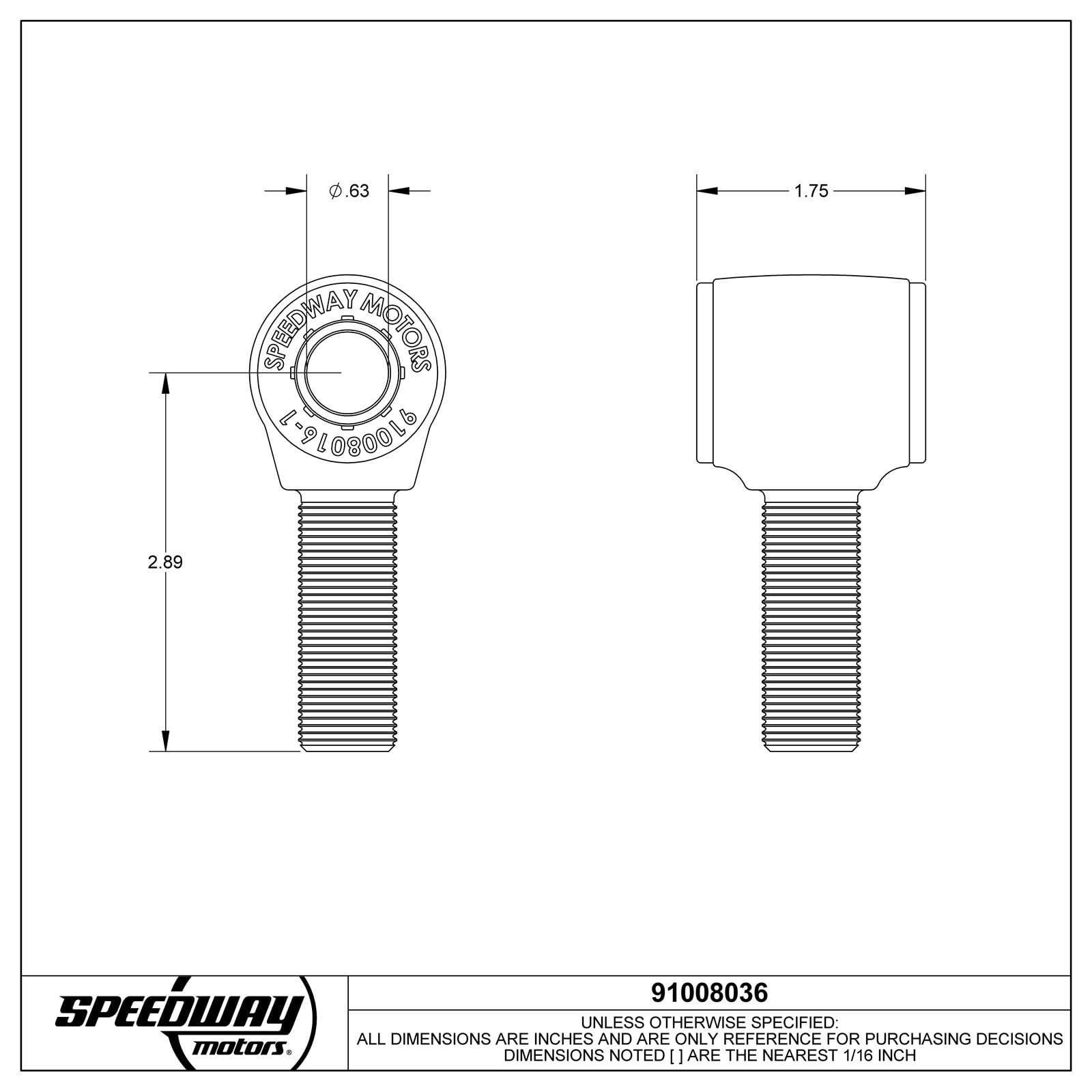 Speedway Motors Forged 4-Bar Rod End, 3/4-16 RH Thread, Zinc Plated - Polyurethane Bushing, Steel Construction - Ideal for Suspension Link with Smooth, Comfortable Ride - Corrosion Resistant