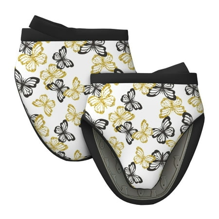 

Vsdgher Golden Glitter Butterflies Non-Slip Mini Oven Mitt Set Short Oven Mitts for Baking Grilling Barbecue Microwave 5.9 x5.9 in