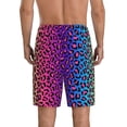 thumbnail image 3 of Easygdp Leopard Neon Rainbow Gradient Men's Short Pajama Pants, Sleep Shorts, Household Pants, Casual Pants with Pockets - 4X-Large, 3 of 9