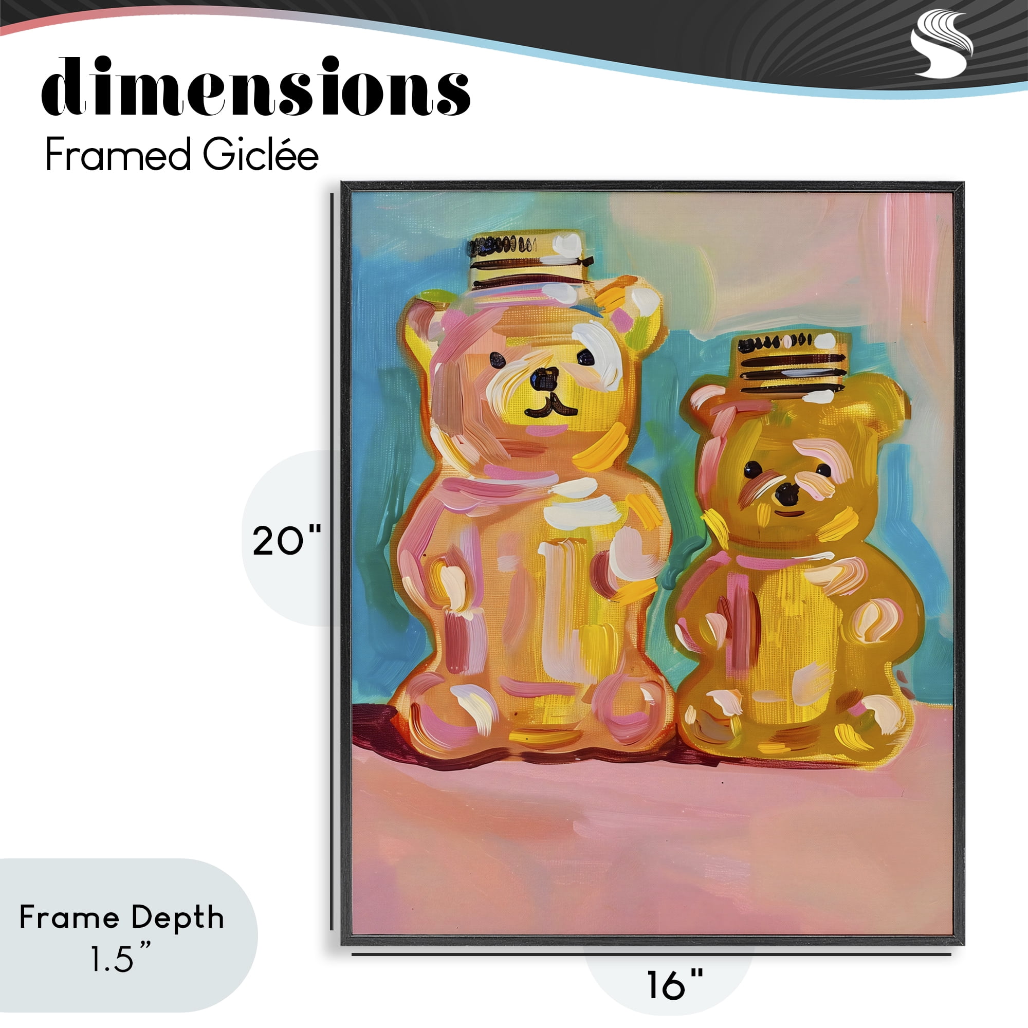 Stupell Industries Joyful Honey Bears Duo Black Framed Giclee Art, design by The Prints Vibe