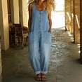 thumbnail image 2 of Dwralegc Loose Denim Jumpsuit for Women Casual Jean Overalls Baggy Cargo Jumpsuit Sleeveless Bib Overalls Pockets Blue 2XL, 2 of 7