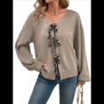 thumbnail image 1 of Cárdigan de Punto Y2K con Lazo Frontal para Mujer, Suéter de Larga con Abertura Frontal, Cárdigan Extragrande, Prendas de Punto, Tops Albaricoque M, 1 of 10