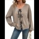 thumbnail image 1 of Cárdigan de Punto Y2K con Lazo Frontal para Mujer, Suéter de Larga con Abertura Frontal, Cárdigan Extragrande, Prendas de Punto, Tops Albaricoque M, 1 of 10
