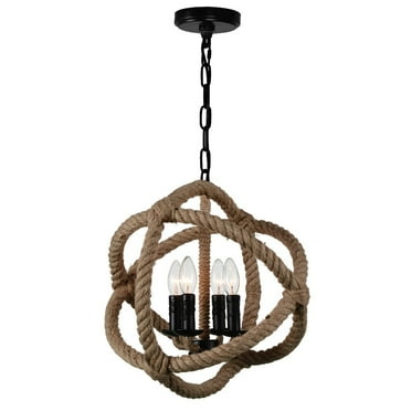CWI Lighting Padma 4 Light Up Farmhouse Metal Chandelier in Black
