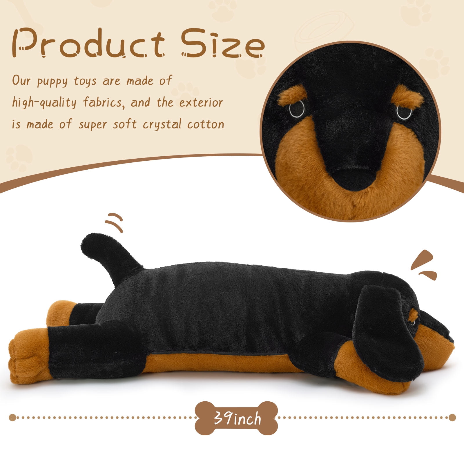 MorisMos Dachshund Stuffed Animal Plush, 39'' Long Wiener Dog Body Pillow