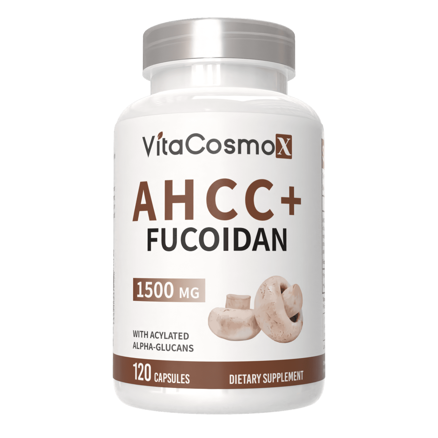 VitaCosmoX AHCC Fucoidan Supplement–1000mg of AHCC 500mg of Fucoidan per Capsule–Supports Immune Health, Liver Function, Maintains Natural Killer Cell Activity & Enhances 120 Veggie Capsules