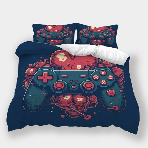 Bedroom Decor 3D Gamepad Printed Quilt Cover Duvet Cover Pillowcase Girl Boy Highend Bed Set,Full (80"x90")
