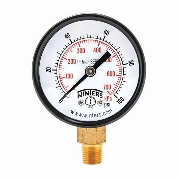 Winters Gauge,Pressure,2in.,0 to 100 psi PEM208LF