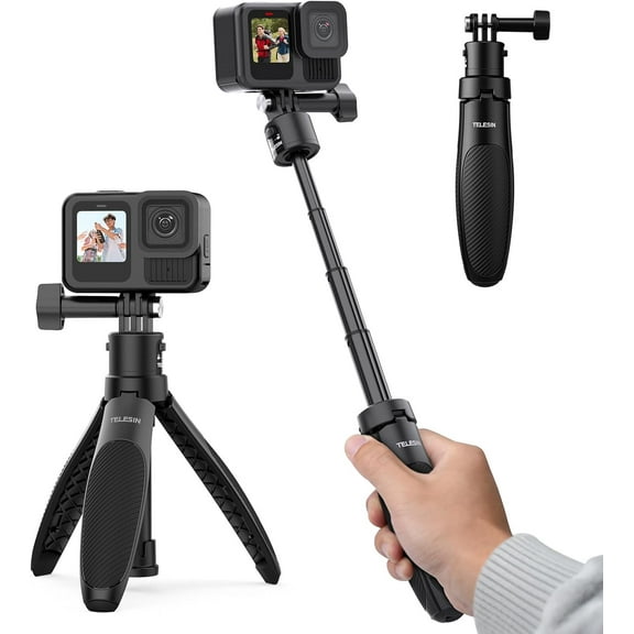 40cm/15.75'' Selfie Stick Tripod, Quick Release Portable Vlog Camera Selfie Stick Handle Grip Monopod for GoPro 13 12 11 10 Max/ X5/AKASO/ Osmo Action 6 5 pro Osmo Nano Accessories