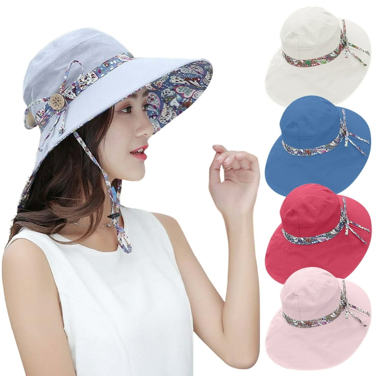 TQWQT Sun Hats for Women Packable Sun Hat Wide Brim UV Protection Beach Sun  Cap Adult Beige Floppy Sun Hats
