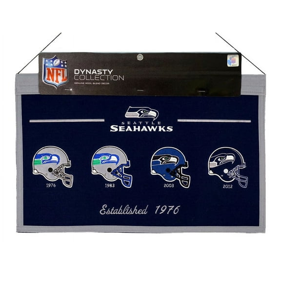 Seattle Football Seahawks Hanging Dynasty Banner - Featuring Logos from 1976, 1983, 2003 and 2012