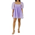 thumbnail image 3 of xiaxaixu Robe d'Été Bouffante pour Femme, Robe Courte une-Pièce à Encolure Carrée et Manches Bouffantes Unie pour Dames, Rose/violet/jaune, 3 of 9