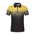 thumbnail image 4 of WXLWZYWL Men's Quarter Zip Golf Polo Shirts Plus Size Short Sleeve Zipper Up gradient Sparkly Summer Business Casual Loose Work Polos Yellow M, 4 of 6