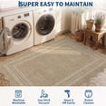 thumbnail image 7 of HIWEAVER Yellow 5' x 7' Scalloped-edge Easy Jute Area Rug for Living Room Modern Bordered Indoor Outdoor Neutral Carpet for Patios Non Slip Washable Throw Mat for Home Decor, 7 of 7