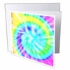 3dRose Pink, Aqua, Yellow Tie Dye Circle Design - Greeting Cards, 6 by 6-inches, set of 12