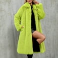 thumbnail image 2 of Wutalume Women's Fashion Plush Jacket Casual Solid-color Long-sleeved Cardigan Long Coat, Faux Fur Design, Warm and Elegant, Ideal for Winter Parties and Outings,Fluorescent Green 2XL, 2 of 6
