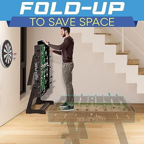 Folding Foosball Table, 4 x 2 Full Competition Size Foldable Space Saving Table Soccer for Home, Arcade Game Room, for Indoor or Outdoor, Family Game Night, Perfect for Kids and Adults
