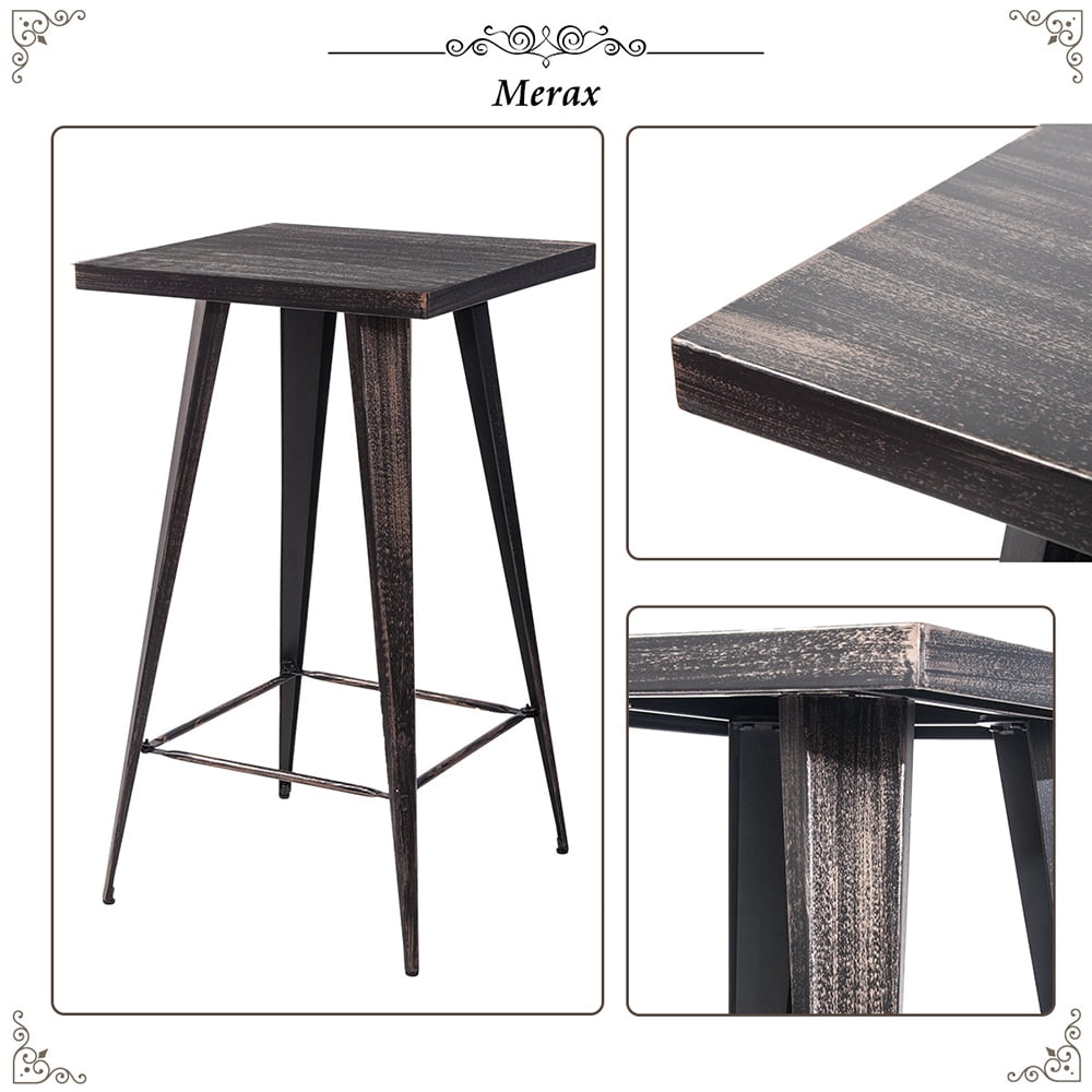 Kepooman 3-piece Vintage Bar Stools with Metal Table, Low Back Rustic Industrial Metal Chairs&Rectangular Table for Patio Kitchen Bar Indoor/Outdoor, Golden Black Kepooman 3-piece Vintage Bar Stools with Metal Table, Low Back Rustic Industrial Metal Chairs&Rectangular Table for Patio Kitchen Bar Indoor/Outdoor, Golden Black