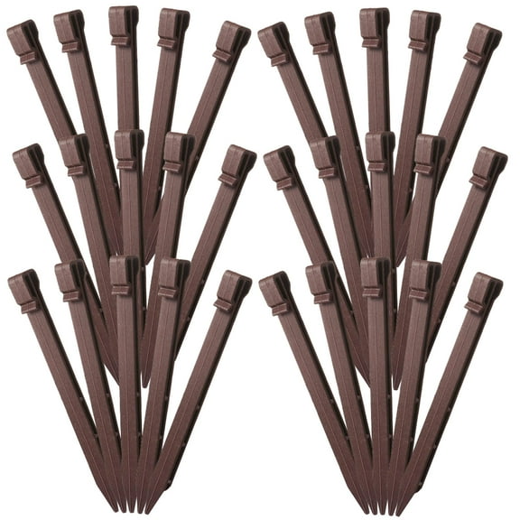 IBASETOY 30Pcs Plastic Ground Stakes Coffee Color for Outdoor Gardening Lawn Tent Fixing and Landscape Edging