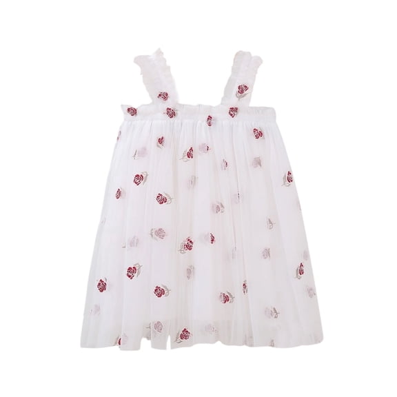 Avrntaa Toddler Girls Summer Dress Sleeveless Floral A Line Dress Tulle Sweet Sundress for 1-7Y