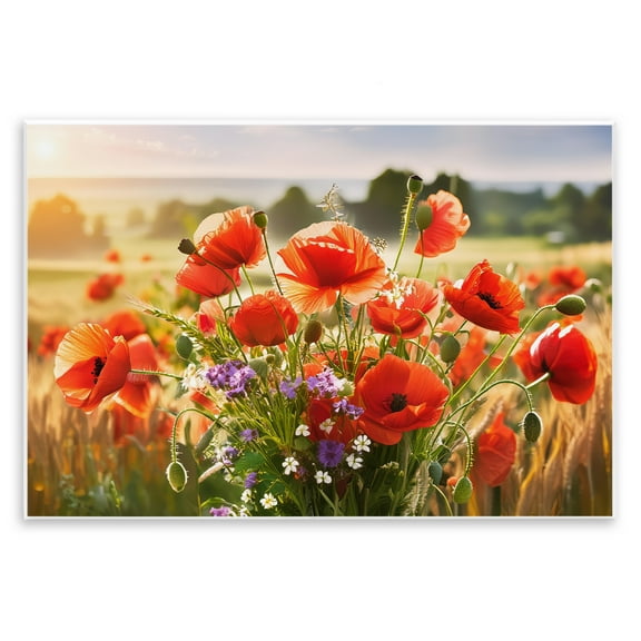 Stupell Industries Bright Sunlit Spring Meadow Plants & Flowers Painting Unframed Art Print Wall Art, 15 x 10