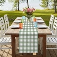 thumbnail image 3 of Sage Green Buffalo Plaid Short Table Runner 36 Inches Long,Farmhouse Green White Checkered Cotton Linen Table Runners Dresser Scarves,Tabletop Scarf Furniture Cover for Home Dinner Party Decor13"x36", 3 of 8