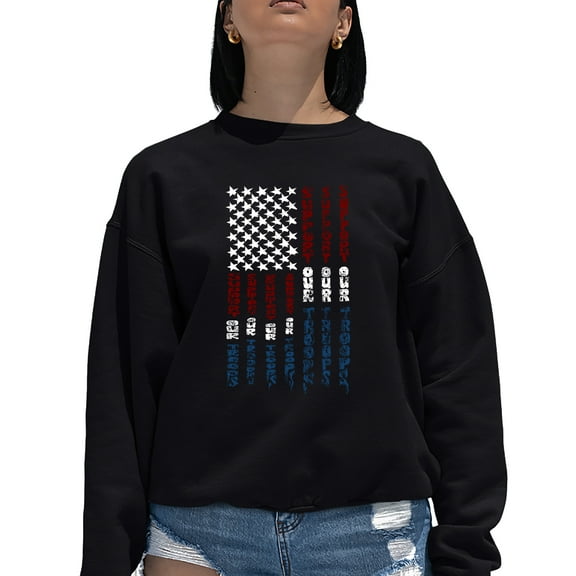 Women's Word Art Crewneck Sweatshirt - Support our Troops