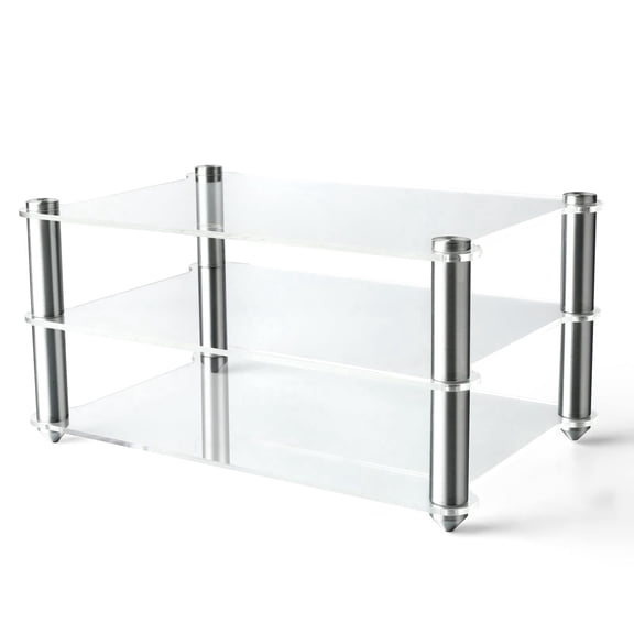 KGUSS 3-Layer Mini Audio Component Rack,Acrylic material with Adjustable Shelves for Living Room Bedroom