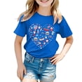 thumbnail image 4 of Povozer Toddler Girls Boys American Flag T-Shirts 250th Anniversary Usa Shirt Kids Childrens Independence Day Printed T Shirt Girls Boys Comfortable Short Sleeved Top Size 9-10 Years,Blue, 4 of 5