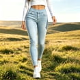 thumbnail image 2 of ZHYou No Boundarie Women's High Waist Stretch Jeans Skinny Tummy Control Slim Fit Denim Jeggings,Light Blue,Size S, 2 of 6